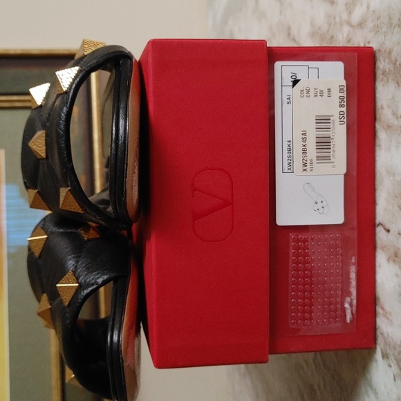 VALENTINO Black Slides Size 40.5 - Picture 5 of 12